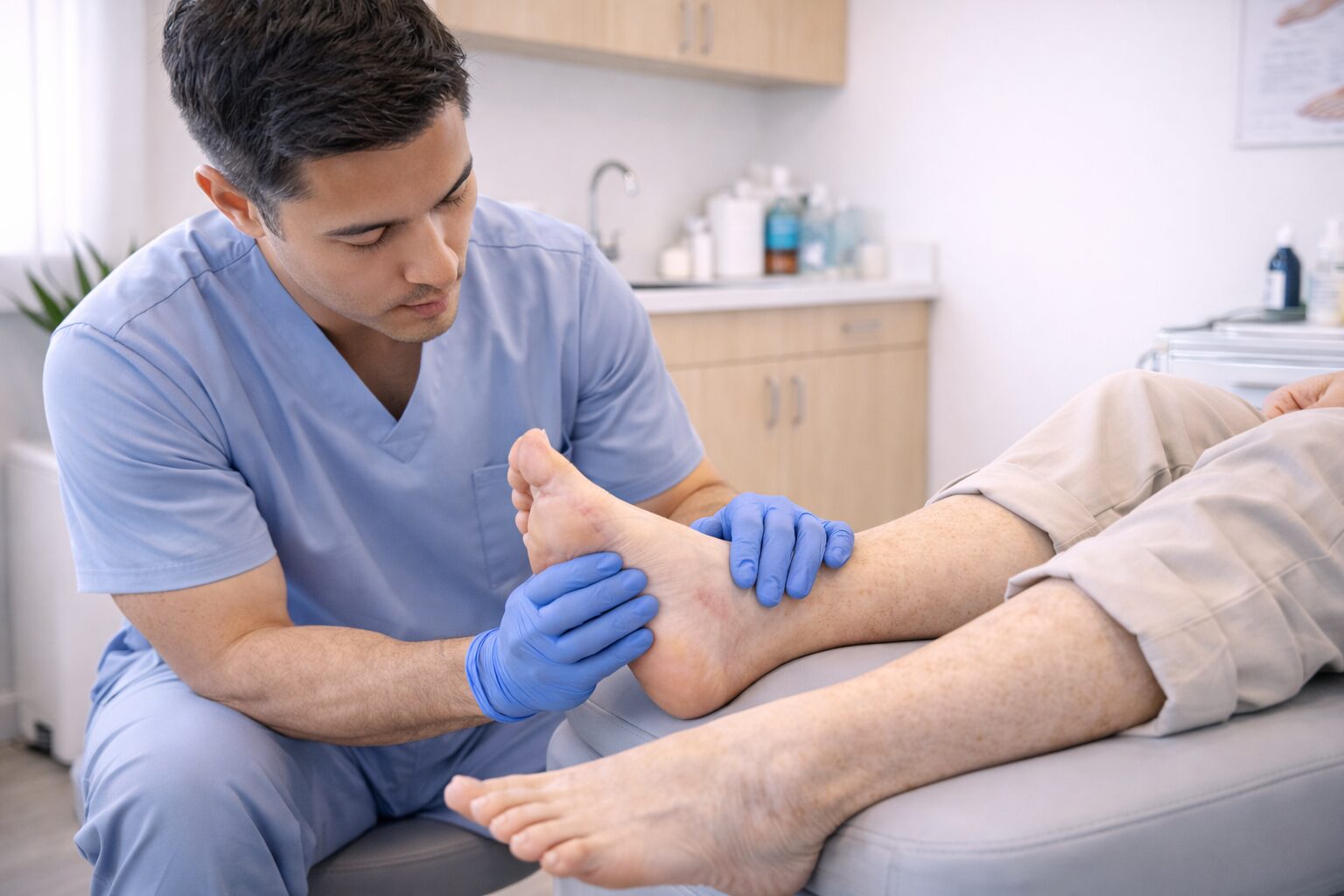 Podiatrist discussing a treatment plan for foot and ankle care